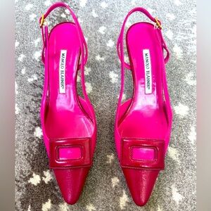 Manolo Blahnik Slingback Pink Kitten Heels